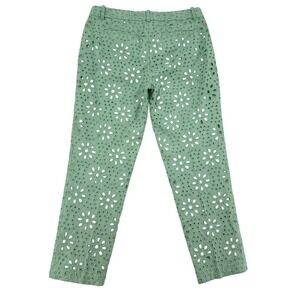 J. Crew Cafe Capri Eyelet Cropped Mint Green Size 2 Clean Girl Desisner Pants